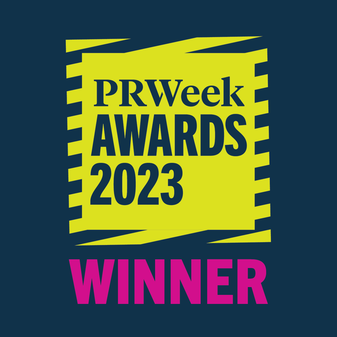 Das Logo des Gewinners der PR Week US 2023 Awards.