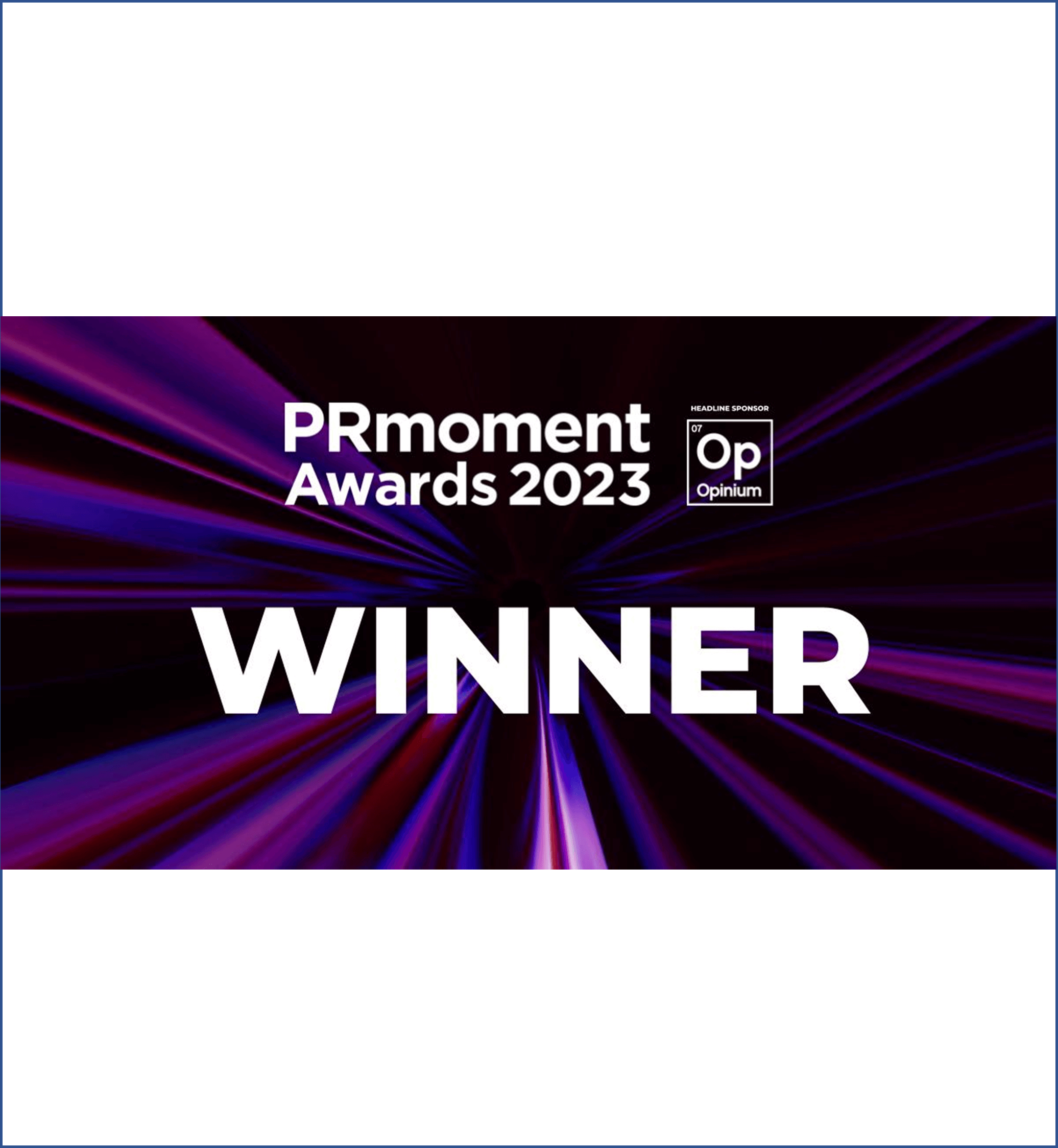 Winners logo for PRmoment 2023 awards.
