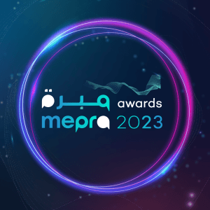 Logótipo da Winnes para os Prémios MEPRA 2023 (Associação de Relações Públicas do Médio Oriente).